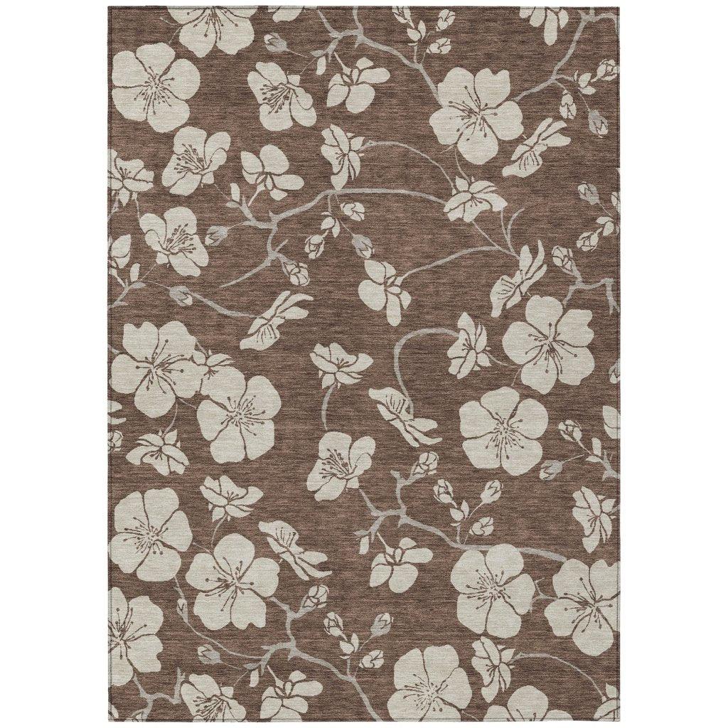 Ensa Brown Washable Indoor-Outdoor Rug-Outdoor Rugs-LOOMLAN Rugs-2'6" x 3'10"-LOOMLAN