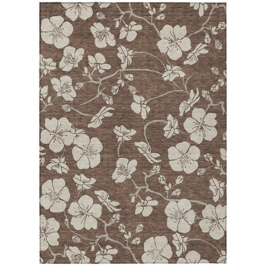 Ensa Brown Washable Indoor-Outdoor Rug-Outdoor Rugs-LOOMLAN Rugs-2'6" x 3'10"-LOOMLAN