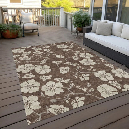 Ensa Brown Washable Indoor-Outdoor Rug-Outdoor Rugs-LOOMLAN Rugs-LOOMLAN