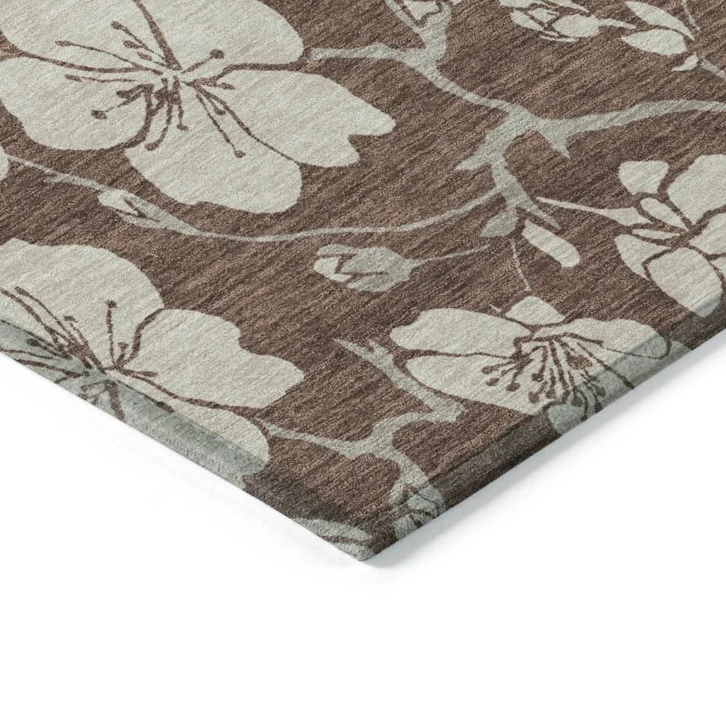 Ensa Brown Washable Indoor-Outdoor Rug-Outdoor Rugs-LOOMLAN Rugs-LOOMLAN