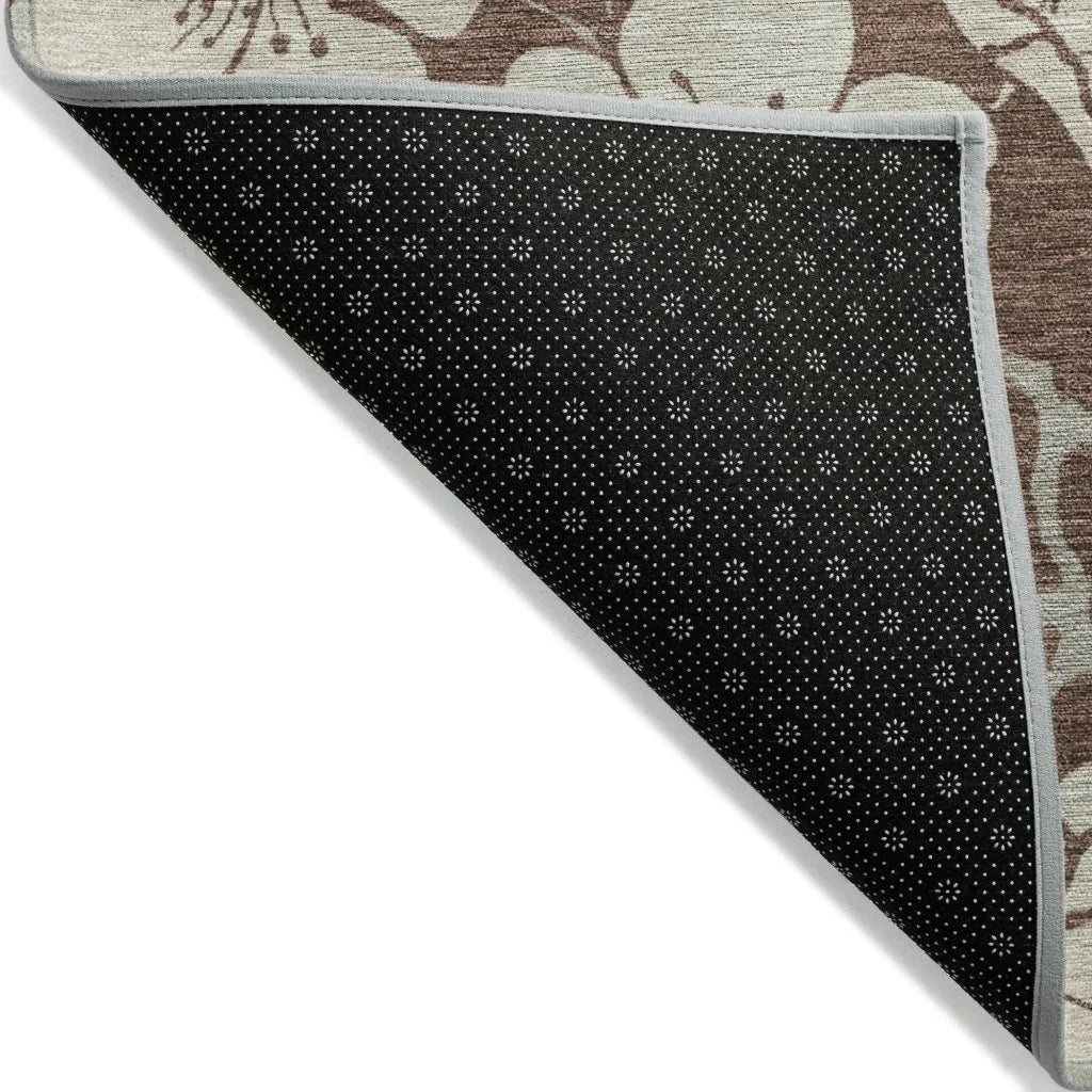 Ensa Brown Washable Indoor-Outdoor Rug-Outdoor Rugs-LOOMLAN Rugs-LOOMLAN