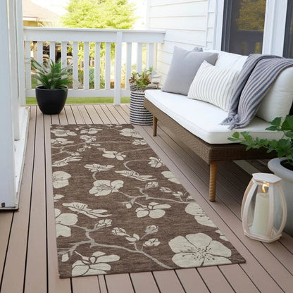 Ensa Brown Washable Indoor-Outdoor Rug-Outdoor Rugs-LOOMLAN Rugs-LOOMLAN