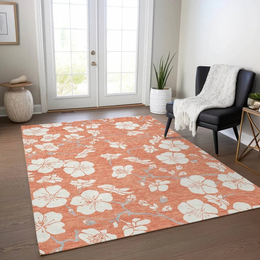 Ensa Coral Washable Indoor-Outdoor Rug-Outdoor Rugs-LOOMLAN Rugs-LOOMLAN