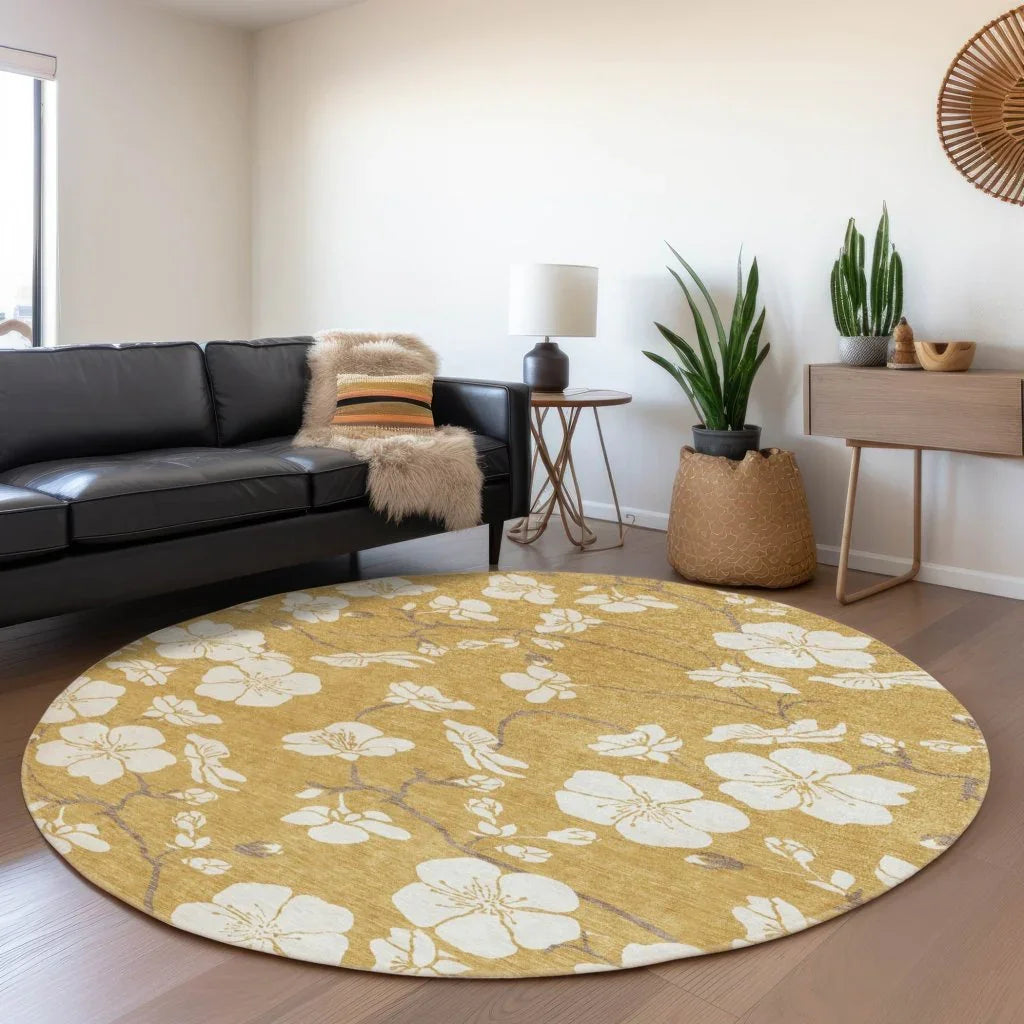Ensa Gold Washable Indoor-Outdoor Rug-Outdoor Rugs-LOOMLAN Rugs-LOOMLAN