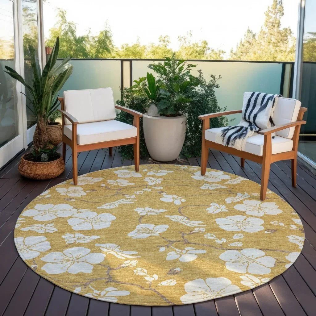 Ensa Gold Washable Indoor-Outdoor Rug-Outdoor Rugs-LOOMLAN Rugs-LOOMLAN