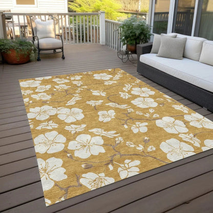 Ensa Gold Washable Indoor-Outdoor Rug-Outdoor Rugs-LOOMLAN Rugs-LOOMLAN