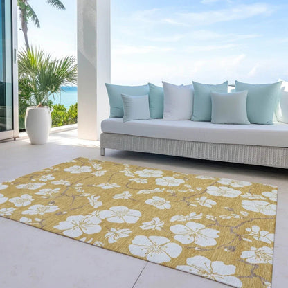 Ensa Gold Washable Indoor-Outdoor Rug-Outdoor Rugs-LOOMLAN Rugs-LOOMLAN