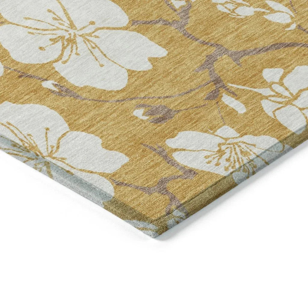 Ensa Gold Washable Indoor-Outdoor Rug-Outdoor Rugs-LOOMLAN Rugs-LOOMLAN