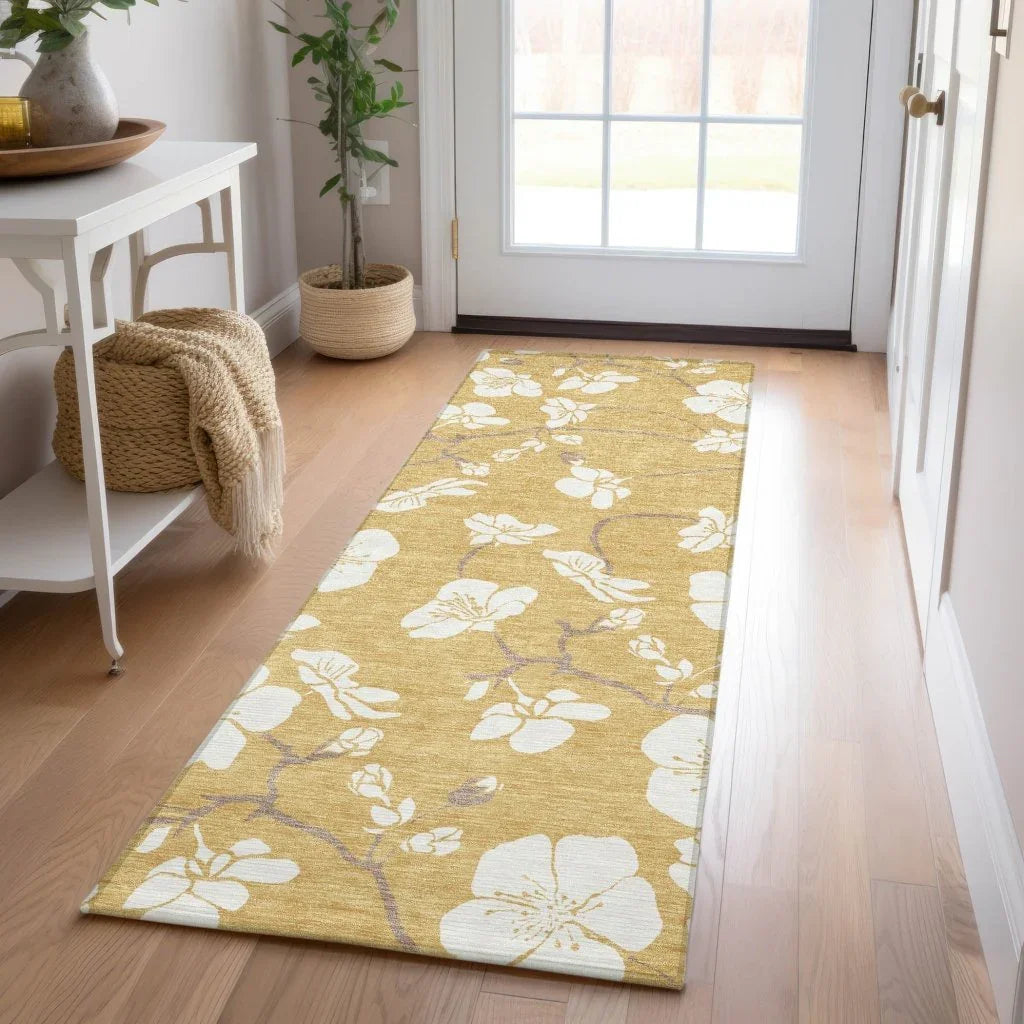 Ensa Gold Washable Indoor-Outdoor Rug-Outdoor Rugs-LOOMLAN Rugs-LOOMLAN