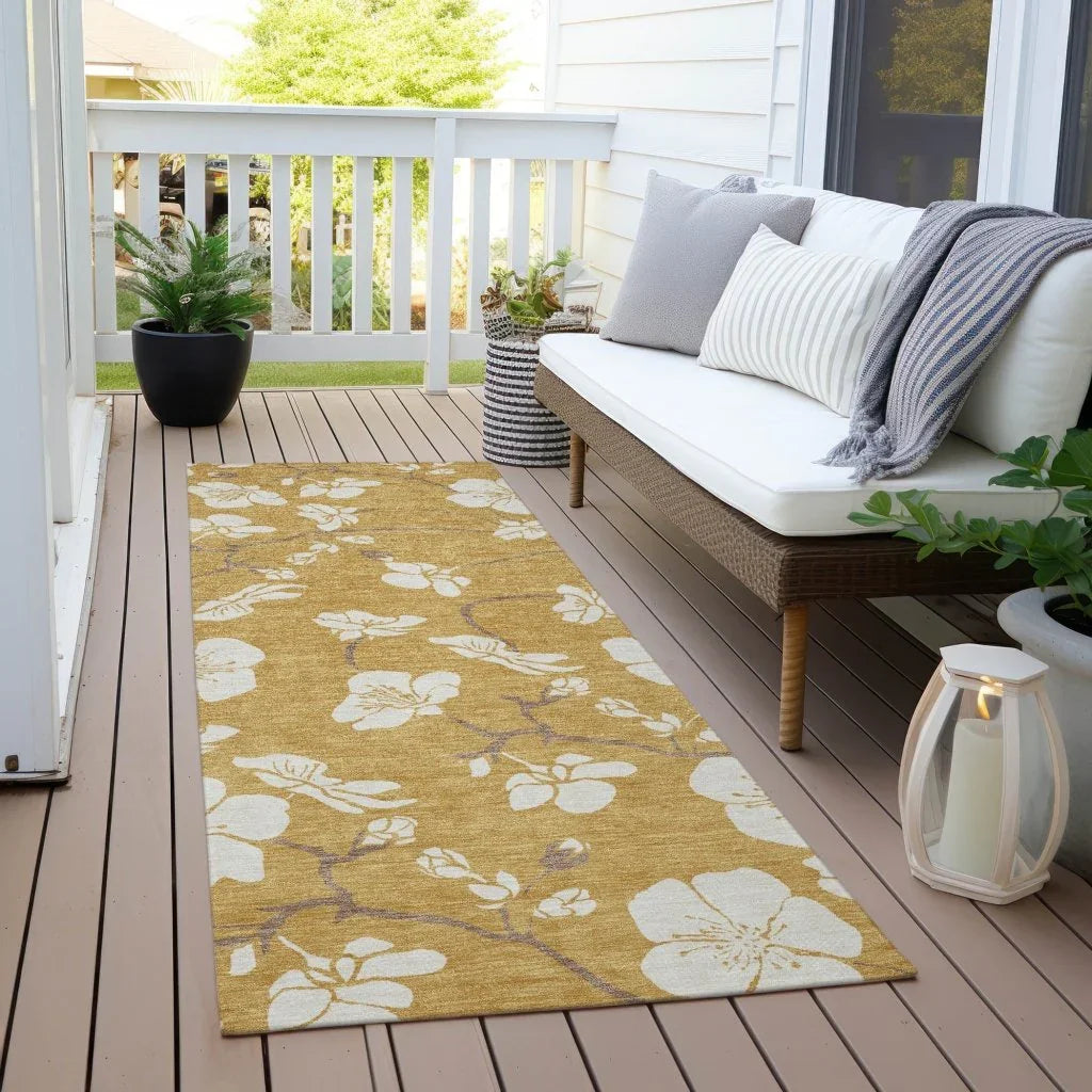 Ensa Gold Washable Indoor-Outdoor Rug-Outdoor Rugs-LOOMLAN Rugs-LOOMLAN