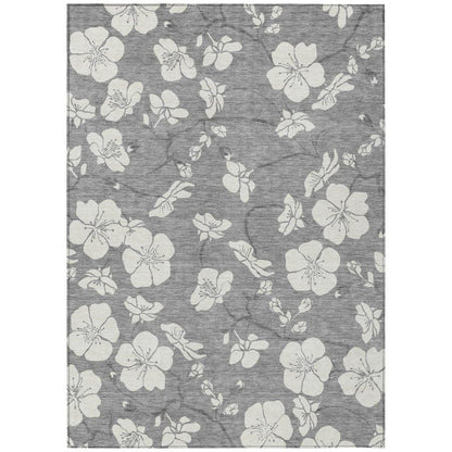 Ensa Gray Washable Indoor-Outdoor Rug-Outdoor Rugs-LOOMLAN Rugs-2'6" x 3'10"-LOOMLAN