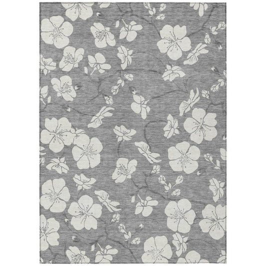 Ensa Gray Washable Indoor-Outdoor Rug-Outdoor Rugs-LOOMLAN Rugs-2'6" x 3'10"-LOOMLAN