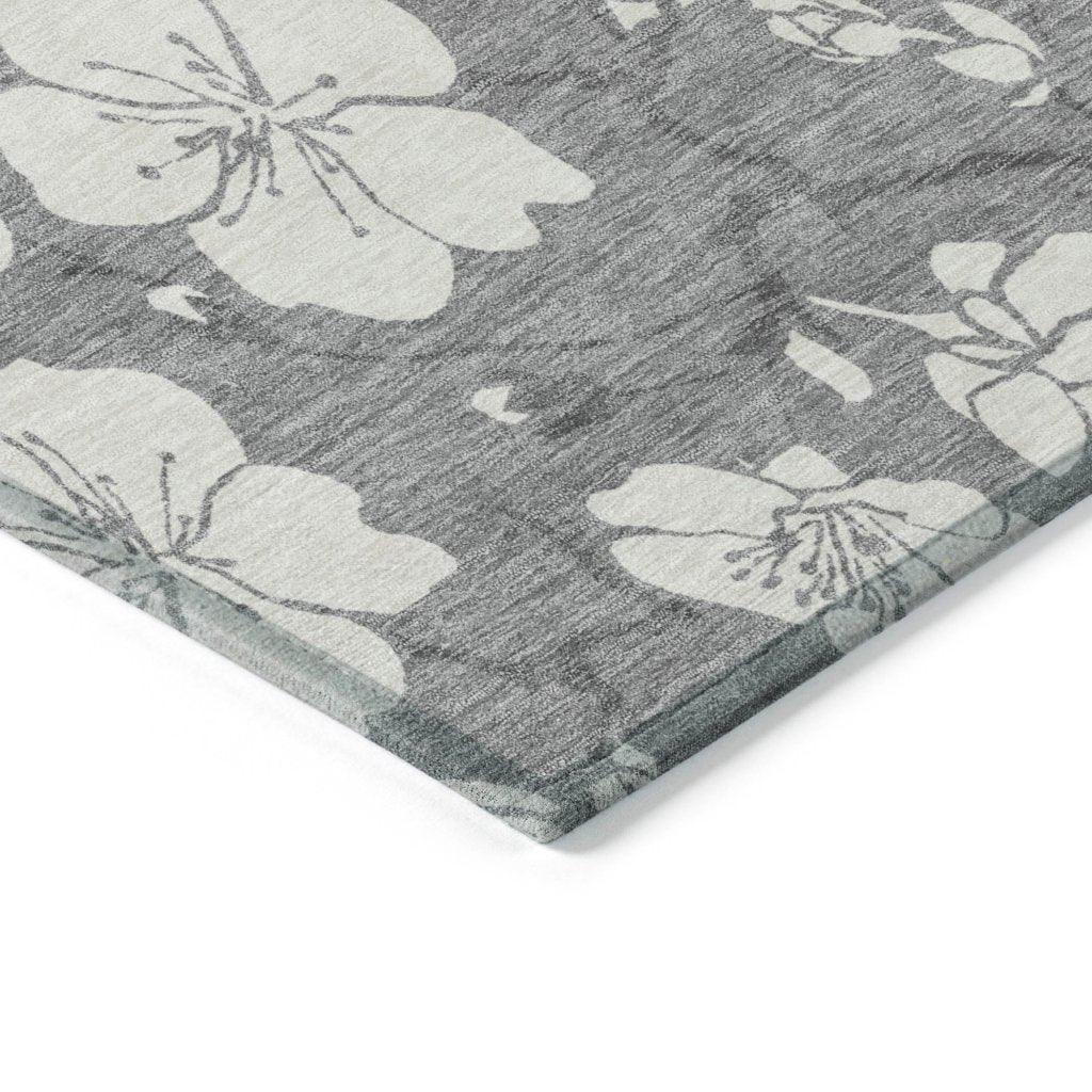 Ensa Gray Washable Indoor-Outdoor Rug-Outdoor Rugs-LOOMLAN Rugs-LOOMLAN