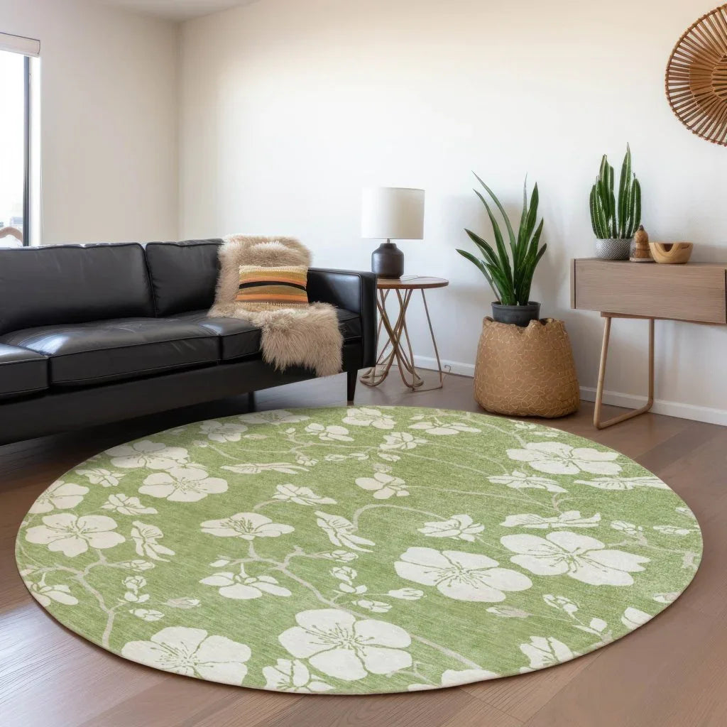 Ensa Green Washable Indoor-Outdoor Rug-Outdoor Rugs-LOOMLAN Rugs-LOOMLAN