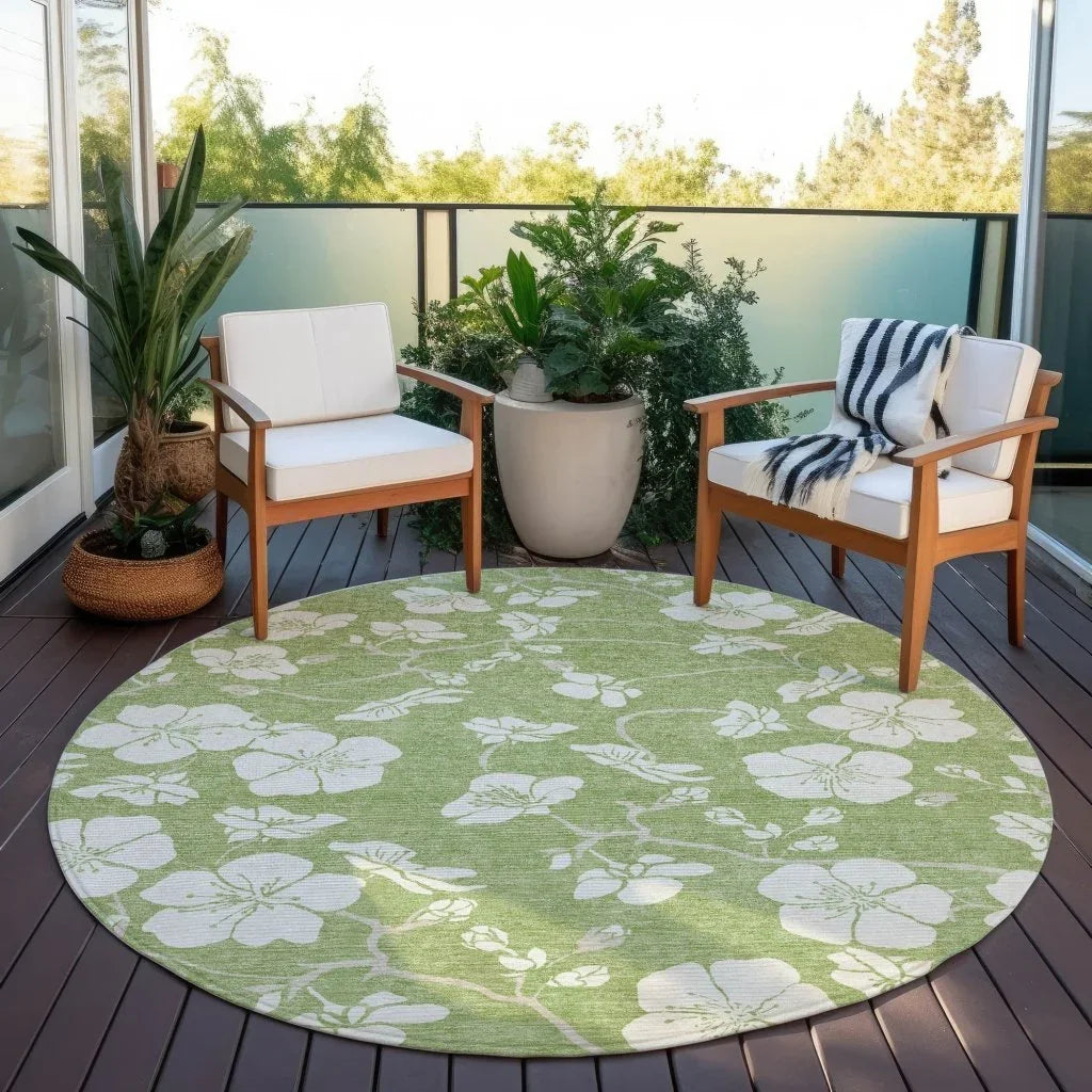 Ensa Green Washable Indoor-Outdoor Rug-Outdoor Rugs-LOOMLAN Rugs-LOOMLAN