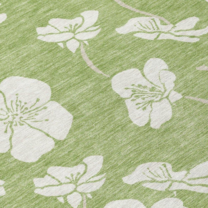 Ensa Green Washable Indoor-Outdoor Rug-Outdoor Rugs-LOOMLAN Rugs-LOOMLAN