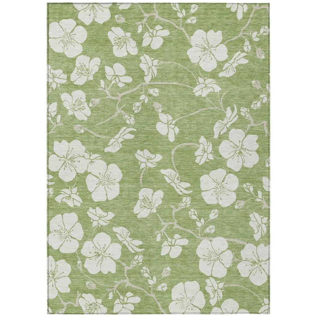 Ensa Green Washable Indoor-Outdoor Rug-Outdoor Rugs-LOOMLAN Rugs-2'6" x 3'10"-LOOMLAN