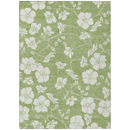 Ensa Green Washable Indoor-Outdoor Rug-Outdoor Rugs-LOOMLAN Rugs-2'6" x 3'10"-LOOMLAN