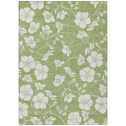 Ensa Green Washable Indoor-Outdoor Rug-Outdoor Rugs-LOOMLAN Rugs-2'6" x 3'10"-LOOMLAN