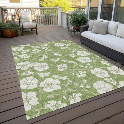 Ensa Green Washable Indoor-Outdoor Rug-Outdoor Rugs-LOOMLAN Rugs-LOOMLAN