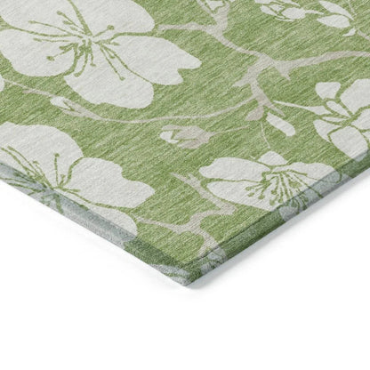 Ensa Green Washable Indoor-Outdoor Rug-Outdoor Rugs-LOOMLAN Rugs-LOOMLAN