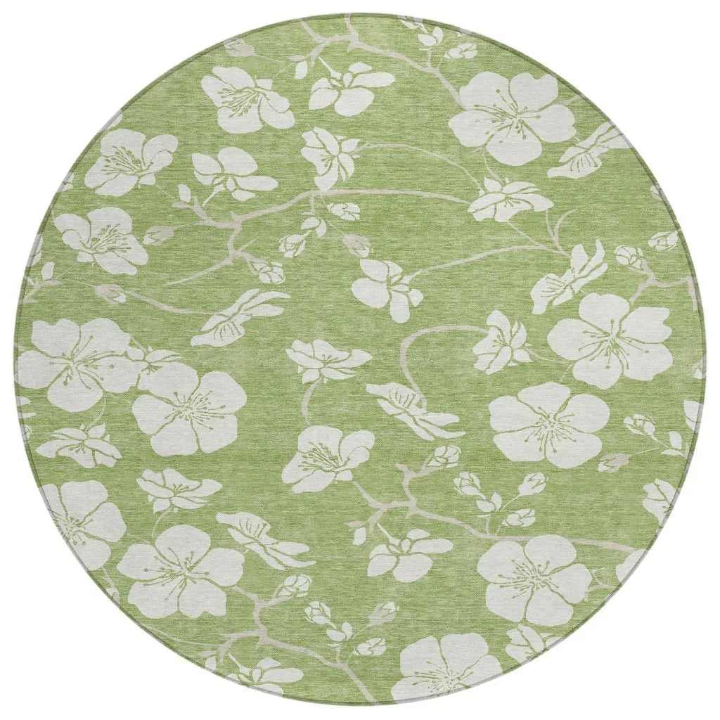Ensa Green Washable Indoor-Outdoor Rug-Outdoor Rugs-LOOMLAN Rugs-8' x 8'-LOOMLAN