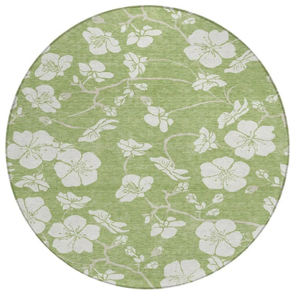 Ensa Green Washable Indoor-Outdoor Rug-Outdoor Rugs-LOOMLAN Rugs-8' x 8'-LOOMLAN
