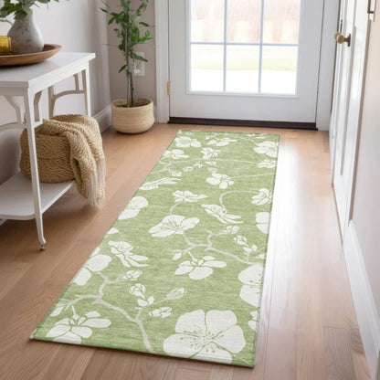 Ensa Green Washable Indoor-Outdoor Rug-Outdoor Rugs-LOOMLAN Rugs-LOOMLAN