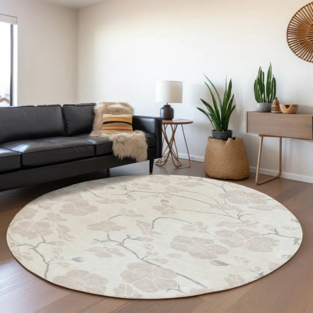Ensa Ivory Washable Indoor-Outdoor Rug-Outdoor Rugs-LOOMLAN Rugs-LOOMLAN