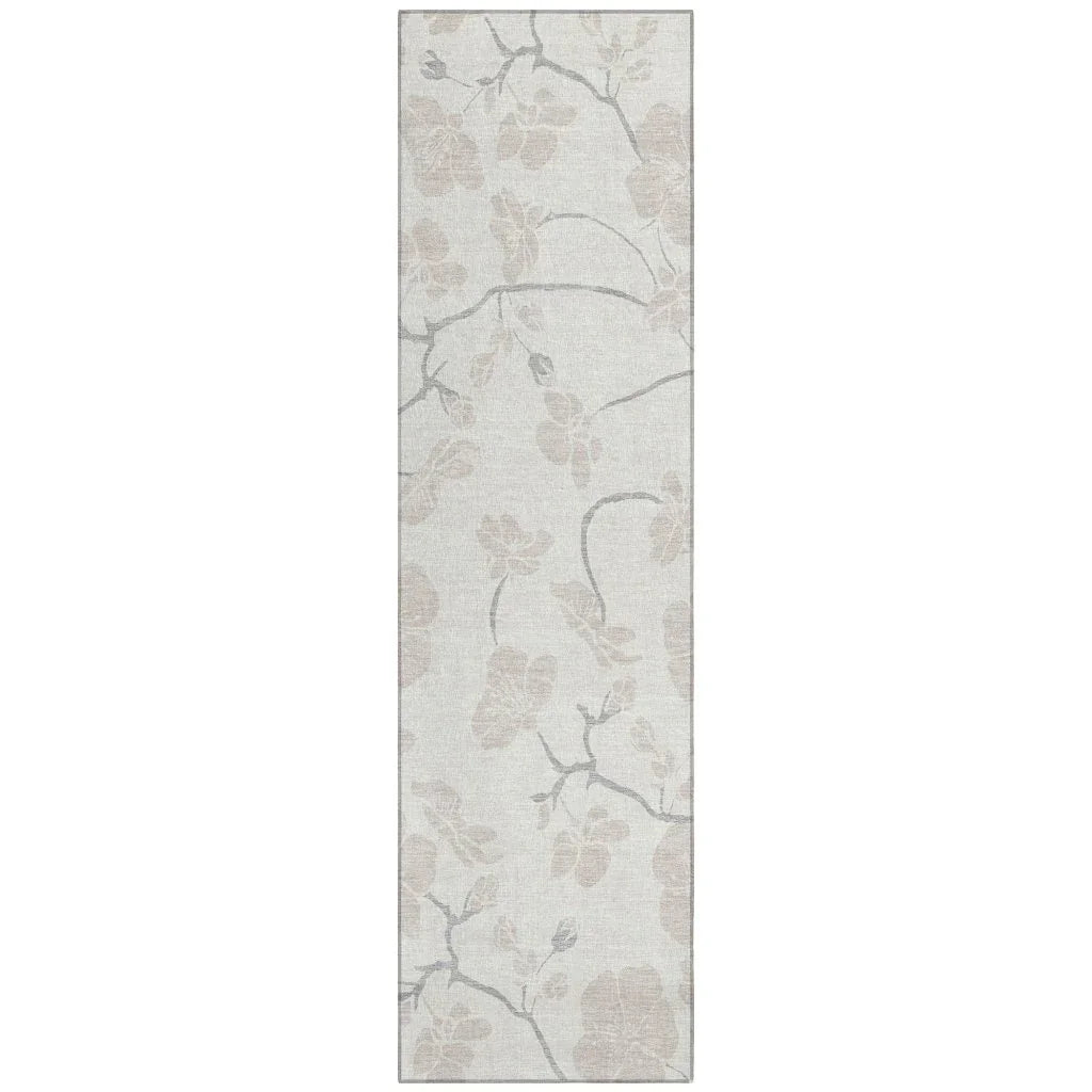 Ensa Ivory Washable Indoor-Outdoor Rug-Outdoor Rugs-LOOMLAN Rugs-2'3" x 7'6"-LOOMLAN