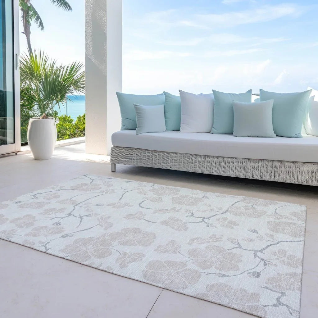 Ensa Ivory Washable Indoor-Outdoor Rug-Outdoor Rugs-LOOMLAN Rugs-LOOMLAN