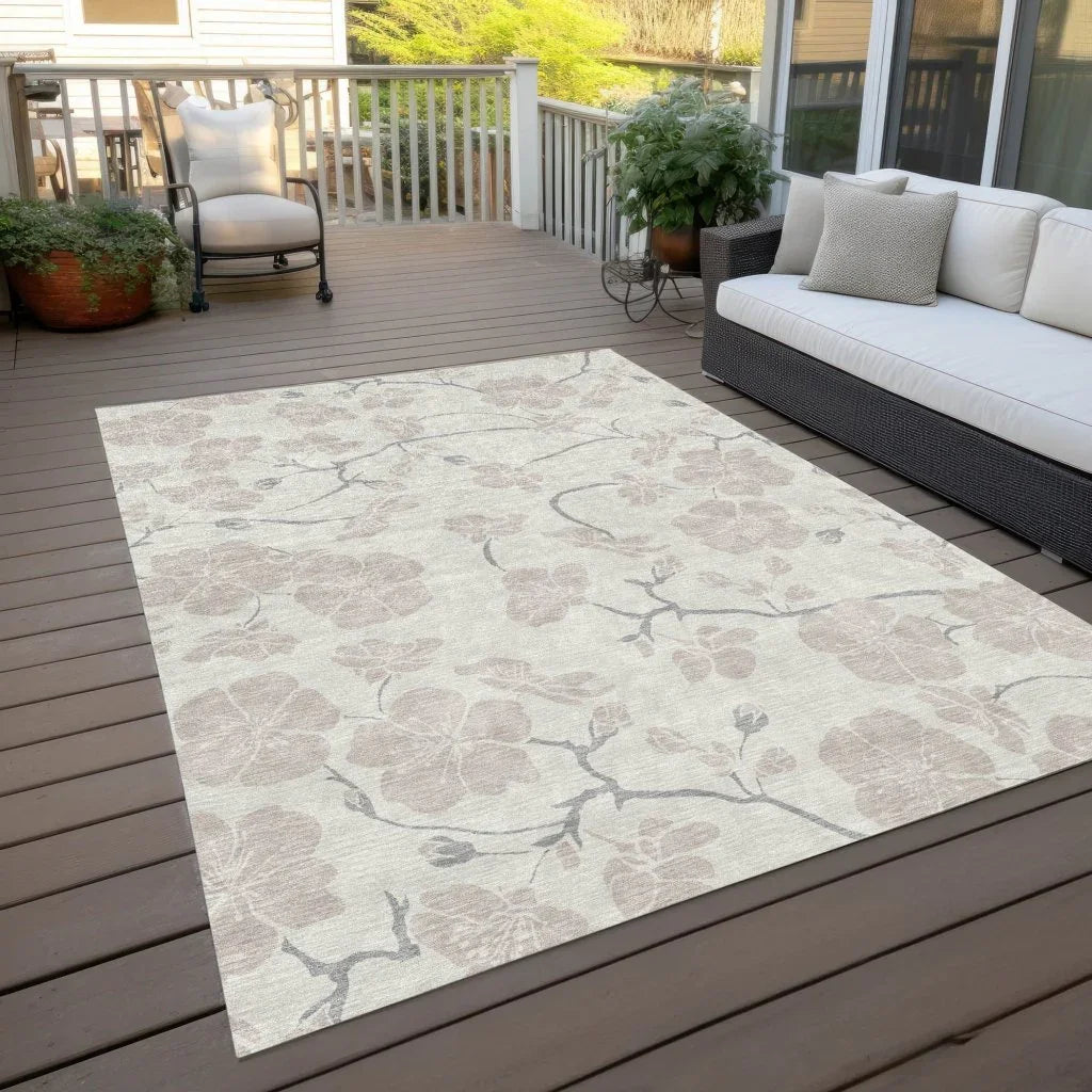 Ensa Ivory Washable Indoor-Outdoor Rug-Outdoor Rugs-LOOMLAN Rugs-LOOMLAN
