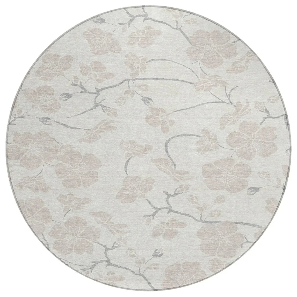 Ensa Ivory Washable Indoor-Outdoor Rug-Outdoor Rugs-LOOMLAN Rugs-8' x 8'-LOOMLAN