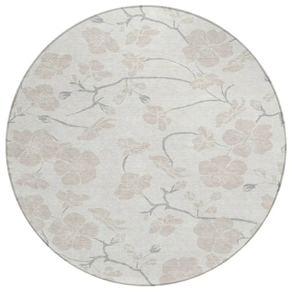 Ensa Ivory Washable Indoor-Outdoor Rug-Outdoor Rugs-LOOMLAN Rugs-8' x 8'-LOOMLAN