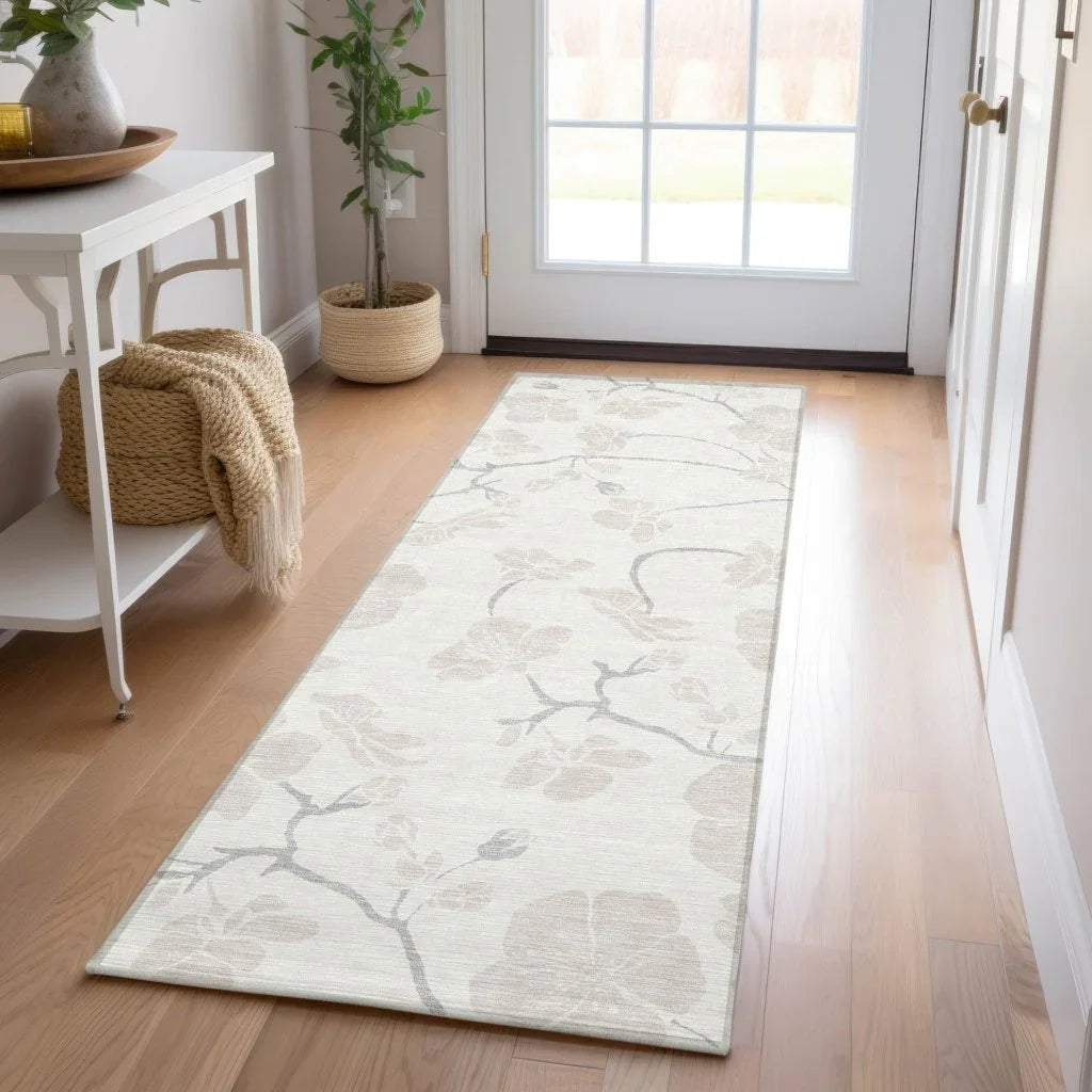 Ensa Ivory Washable Indoor-Outdoor Rug-Outdoor Rugs-LOOMLAN Rugs-LOOMLAN