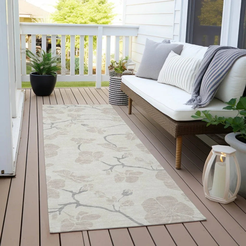 Ensa Ivory Washable Indoor-Outdoor Rug-Outdoor Rugs-LOOMLAN Rugs-LOOMLAN