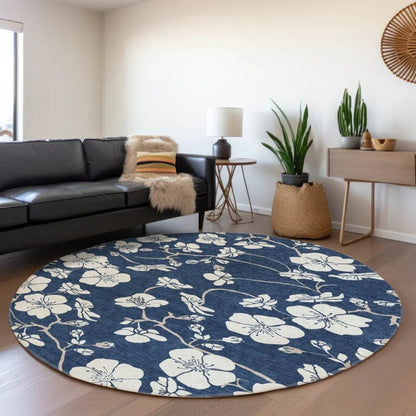 Ensa Navy Washable Indoor-Outdoor Rug-Outdoor Rugs-LOOMLAN Rugs-LOOMLAN