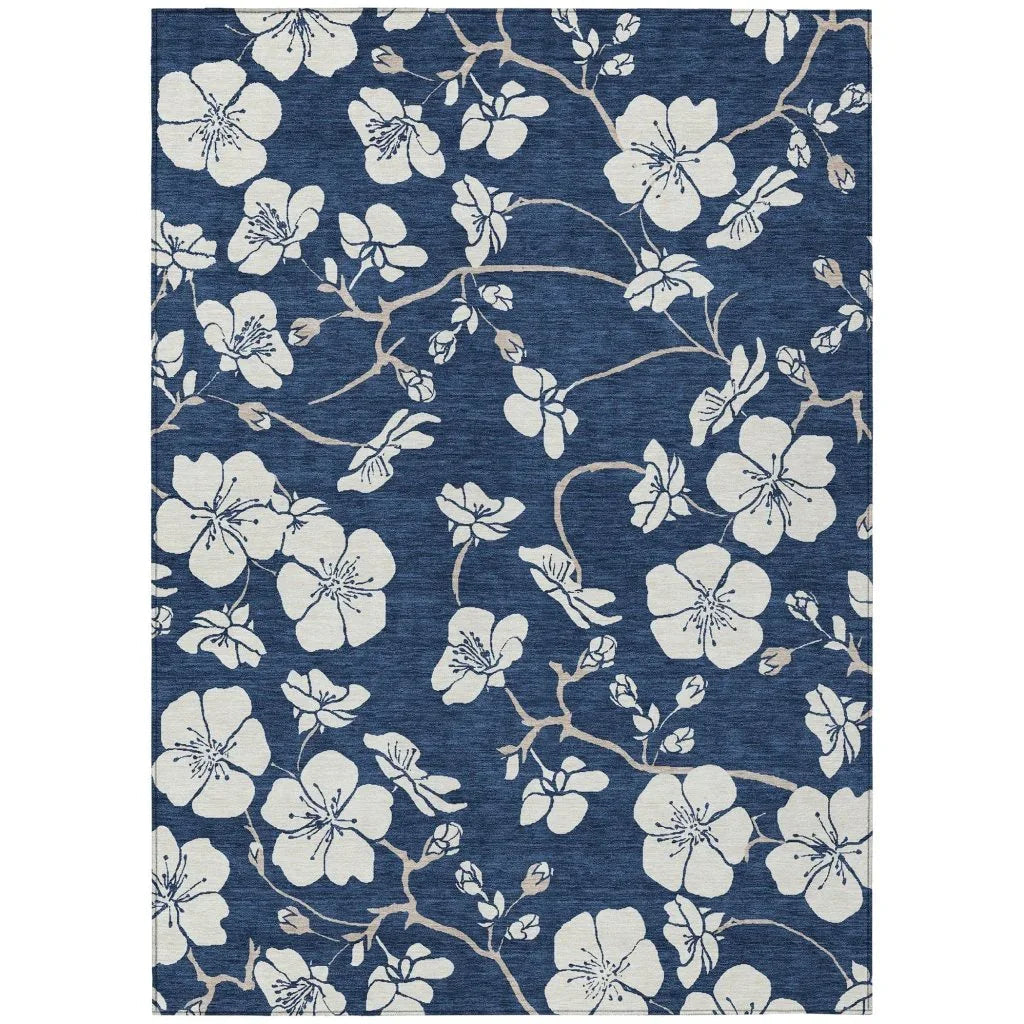 Ensa Navy Washable Indoor-Outdoor Rug-Outdoor Rugs-LOOMLAN Rugs-2'6" x 3'10"-LOOMLAN