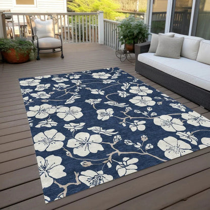 Ensa Navy Washable Indoor-Outdoor Rug-Outdoor Rugs-LOOMLAN Rugs-LOOMLAN