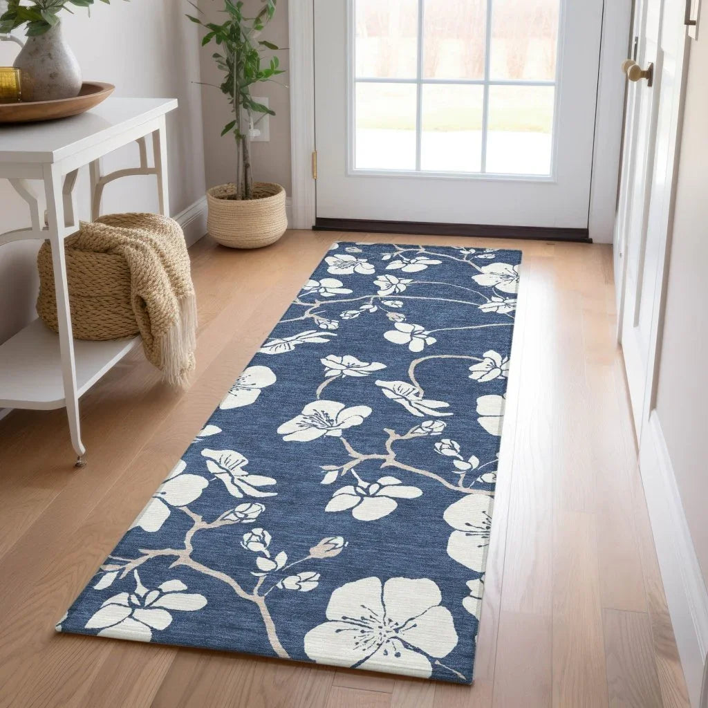 Ensa Navy Washable Indoor-Outdoor Rug-Outdoor Rugs-LOOMLAN Rugs-LOOMLAN
