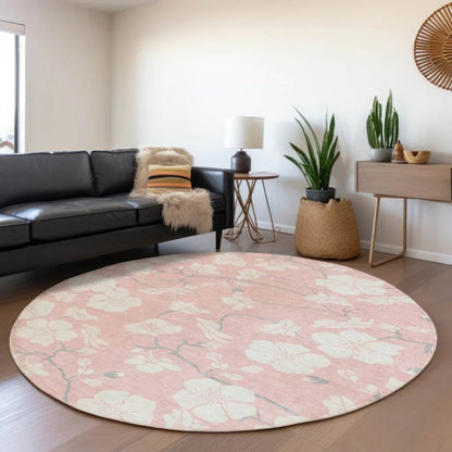Ensa Pink Washable Indoor-Outdoor Rug-Outdoor Rugs-LOOMLAN Rugs-LOOMLAN