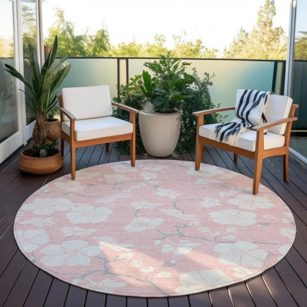 Ensa Pink Washable Indoor-Outdoor Rug-Outdoor Rugs-LOOMLAN Rugs-LOOMLAN
