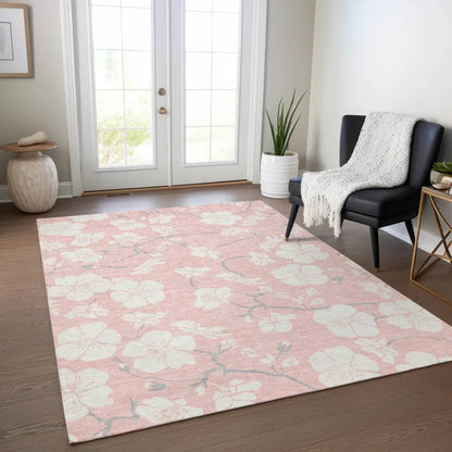 Ensa Pink Washable Indoor-Outdoor Rug-Outdoor Rugs-LOOMLAN Rugs-LOOMLAN
