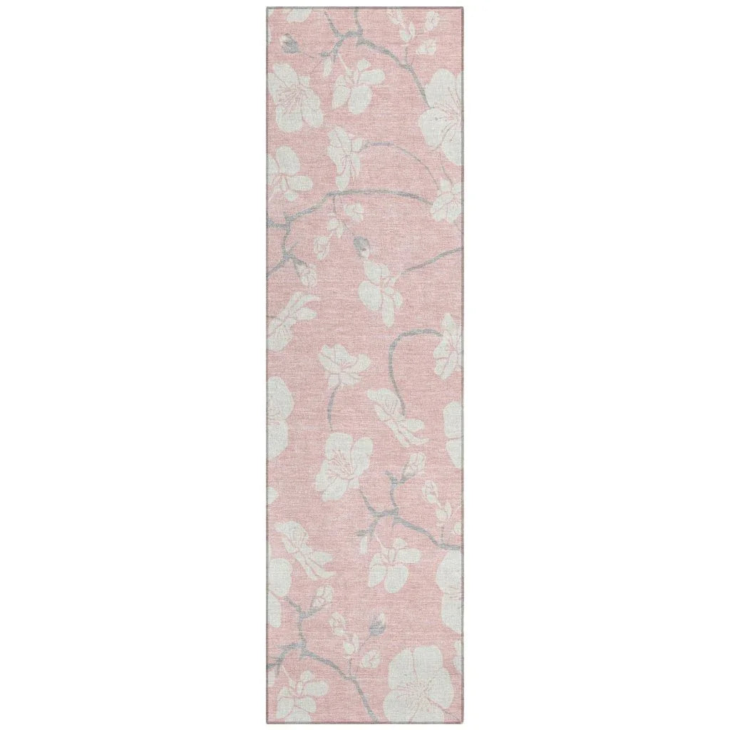 Ensa Pink Washable Indoor-Outdoor Rug-Outdoor Rugs-LOOMLAN Rugs-2'3" x 7'6"-LOOMLAN
