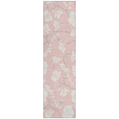 Ensa Pink Washable Indoor-Outdoor Rug-Outdoor Rugs-LOOMLAN Rugs-2'3" x 7'6"-LOOMLAN