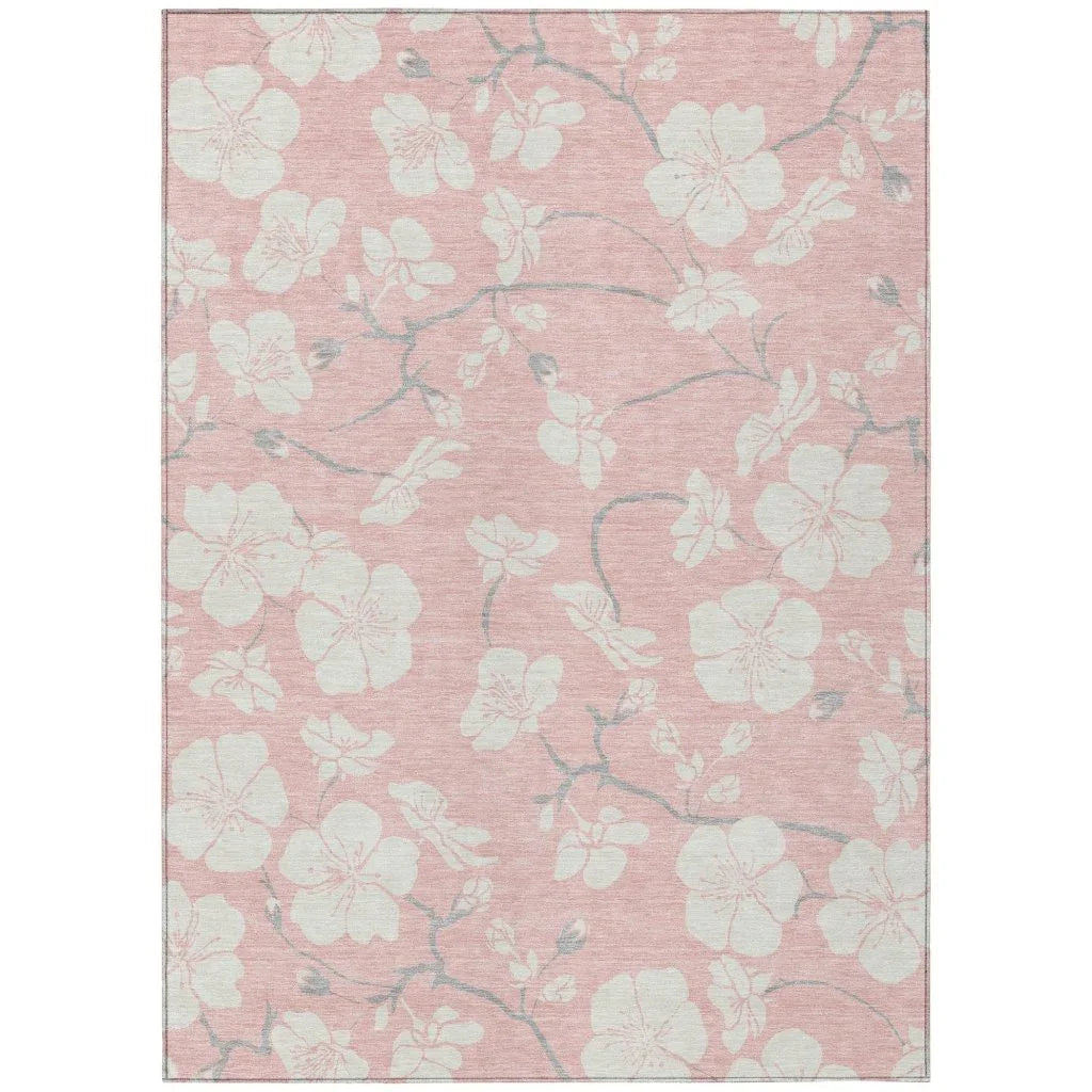 Ensa Pink Washable Indoor-Outdoor Rug-Outdoor Rugs-LOOMLAN Rugs-2'6" x 3'10"-LOOMLAN