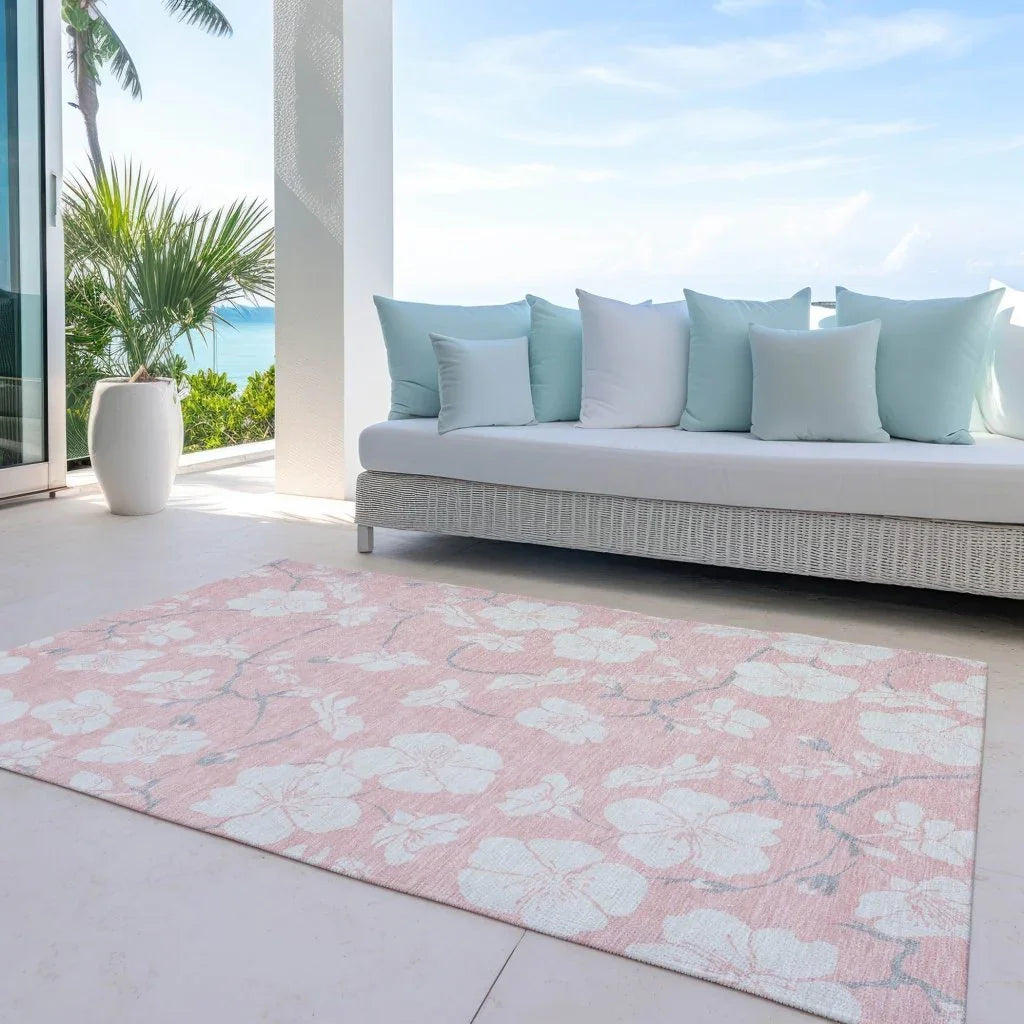 Ensa Pink Washable Indoor-Outdoor Rug-Outdoor Rugs-LOOMLAN Rugs-LOOMLAN