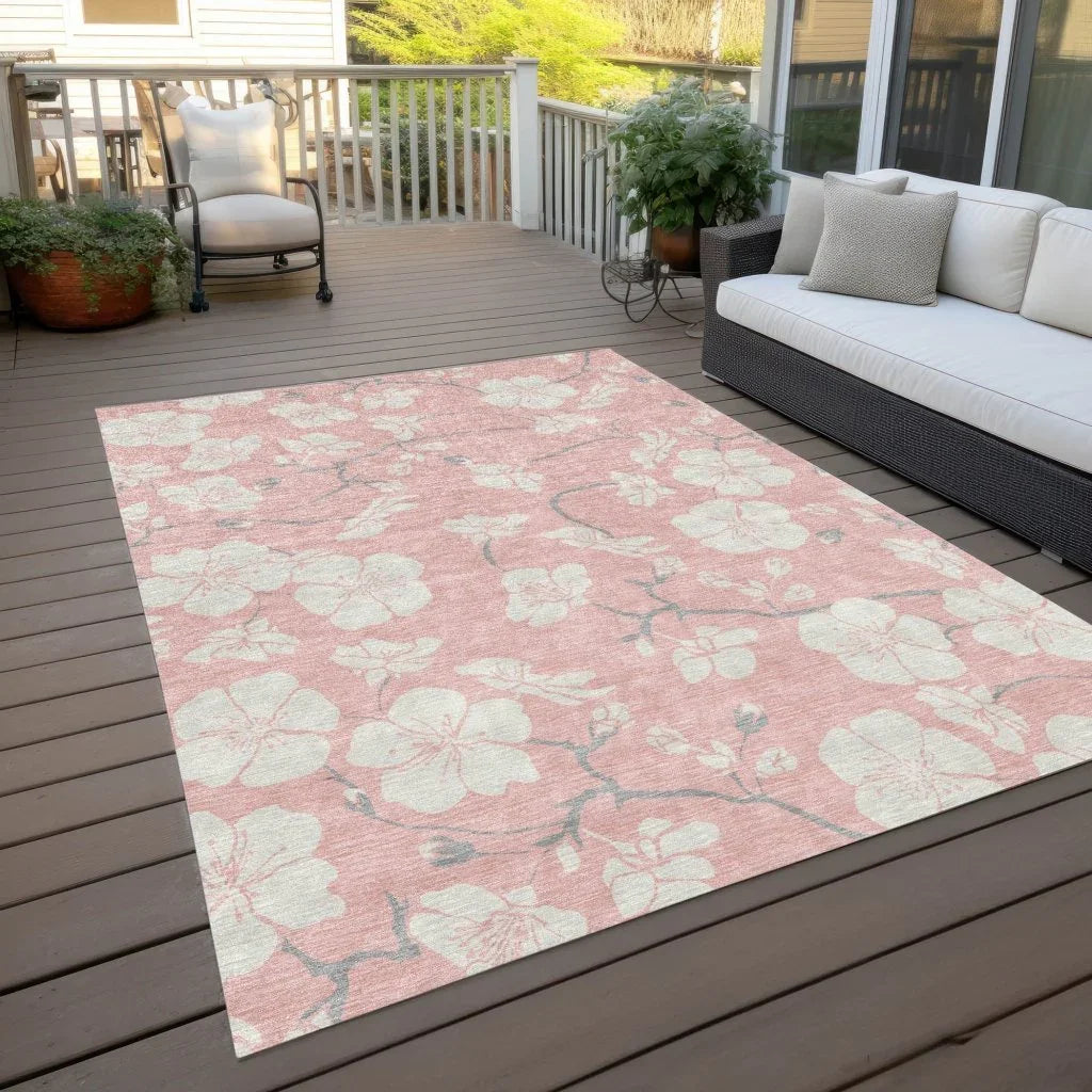 Ensa Pink Washable Indoor-Outdoor Rug-Outdoor Rugs-LOOMLAN Rugs-LOOMLAN