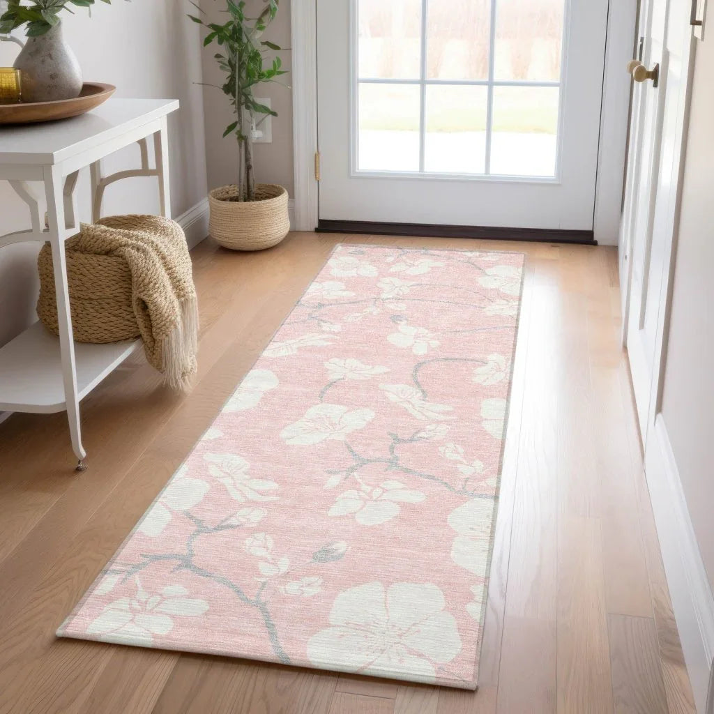 Ensa Pink Washable Indoor-Outdoor Rug-Outdoor Rugs-LOOMLAN Rugs-LOOMLAN