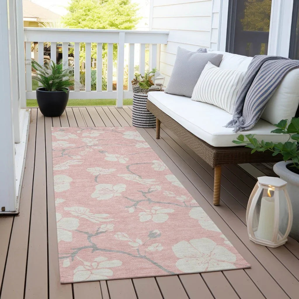 Ensa Pink Washable Indoor-Outdoor Rug-Outdoor Rugs-LOOMLAN Rugs-LOOMLAN